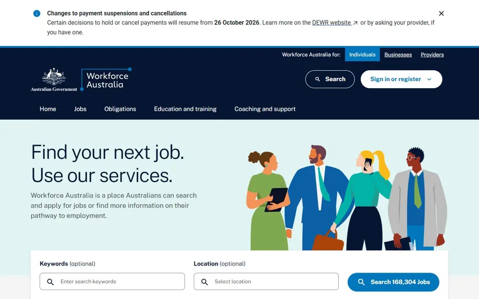 Workforce Australia website screenshot