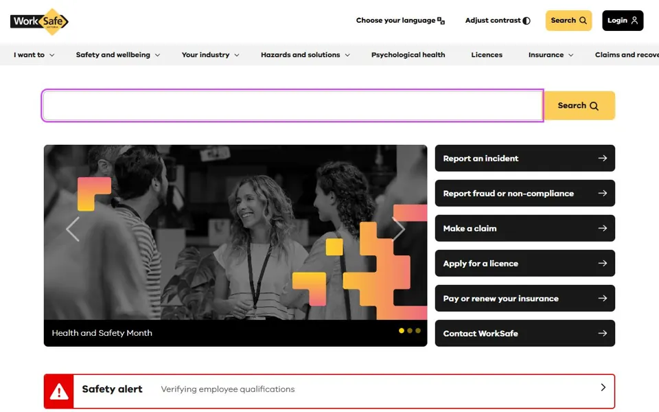 WorkSafe Victoria website screenshot