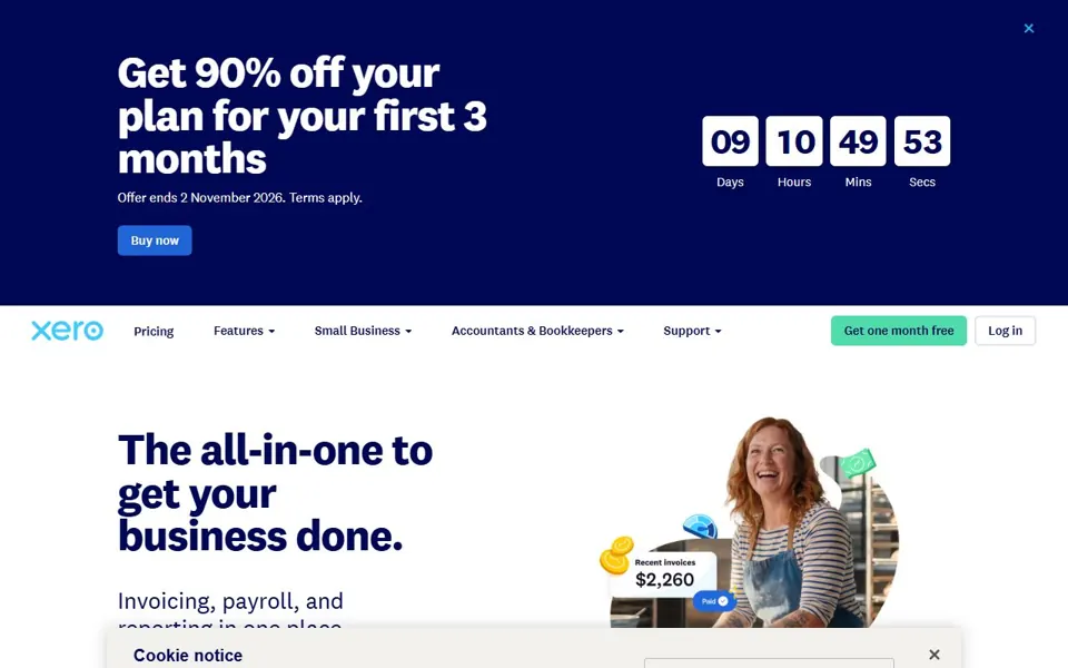 Xero Australia website screenshot
