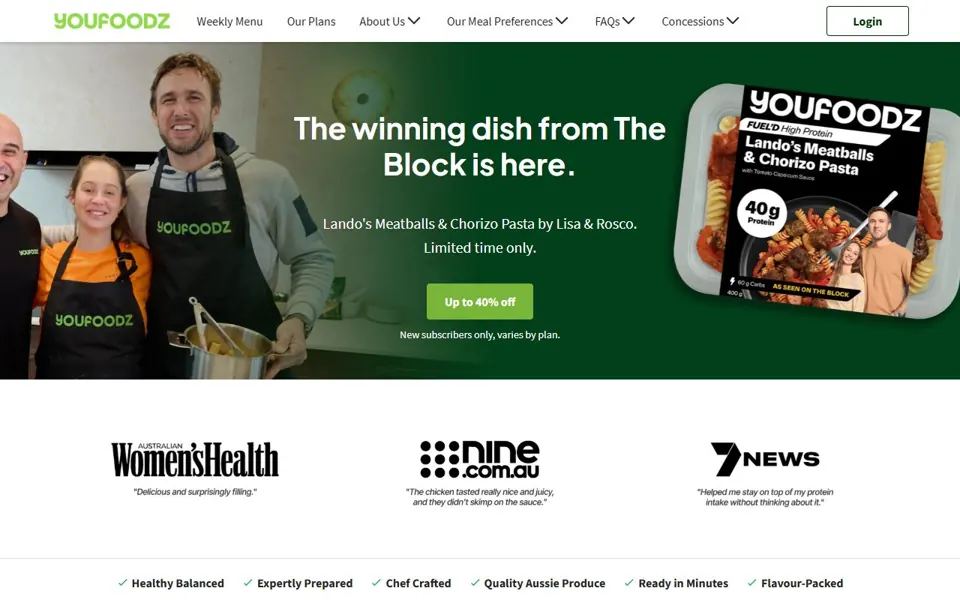 Youfoodz website screenshot