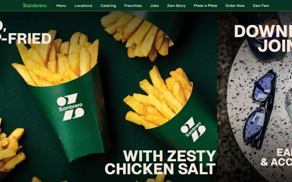 Zambrero website screenshot