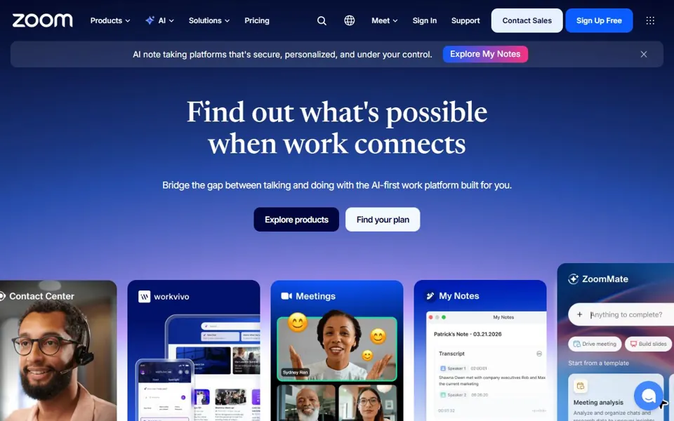 Zoom website screenshot